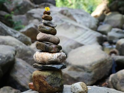 Balanced rocks representing stability and peace of mind.